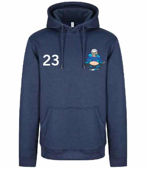 FAT DADS BLUE MELANGE HOODIE WITH NUMBER