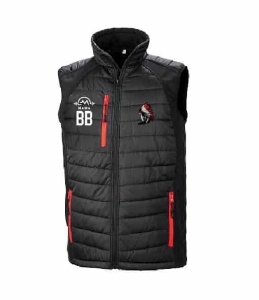 Black and Red Gilet With Small Logo and Initials