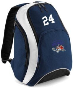 back pack navy white