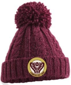 bb480 burgundy bobble hat new logo
