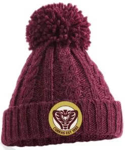 bb480 burgundy bobble hat new logo
