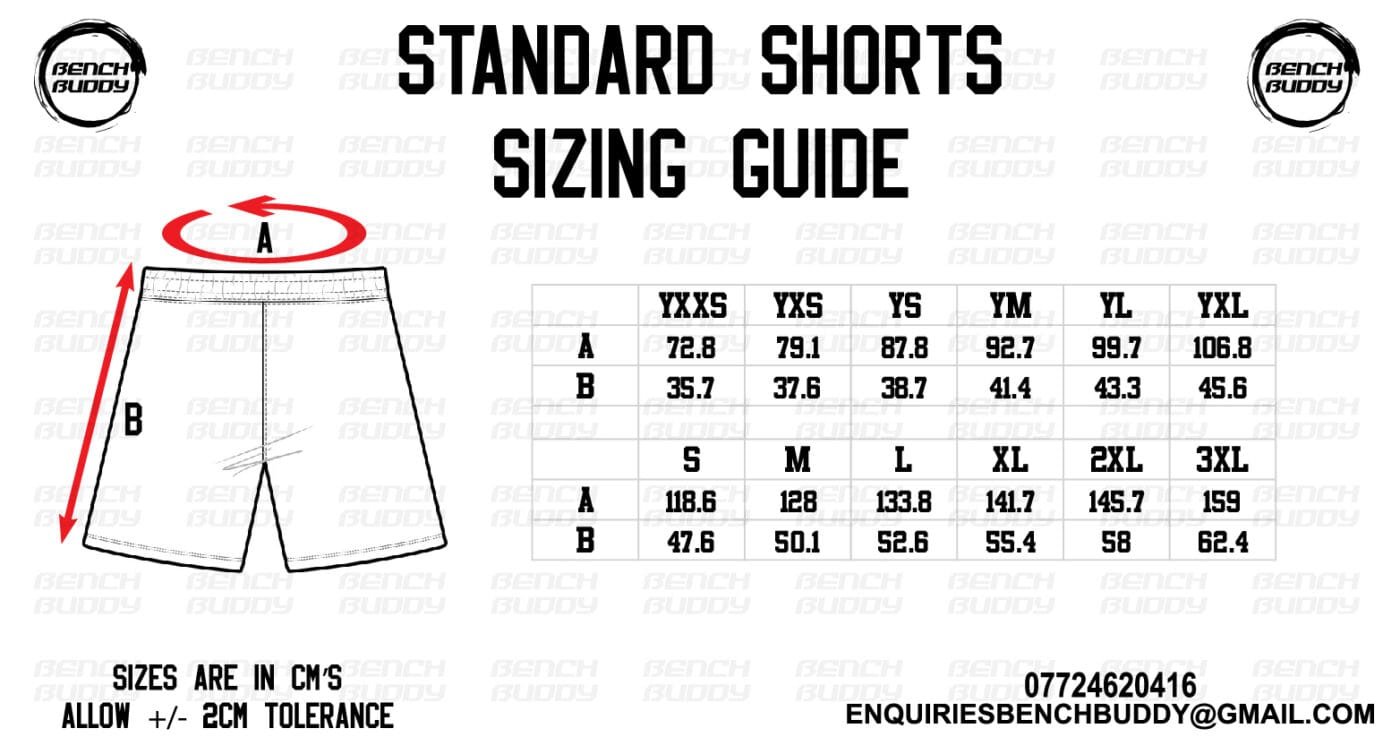 STANDARD SHORTS SIZE GUIDE