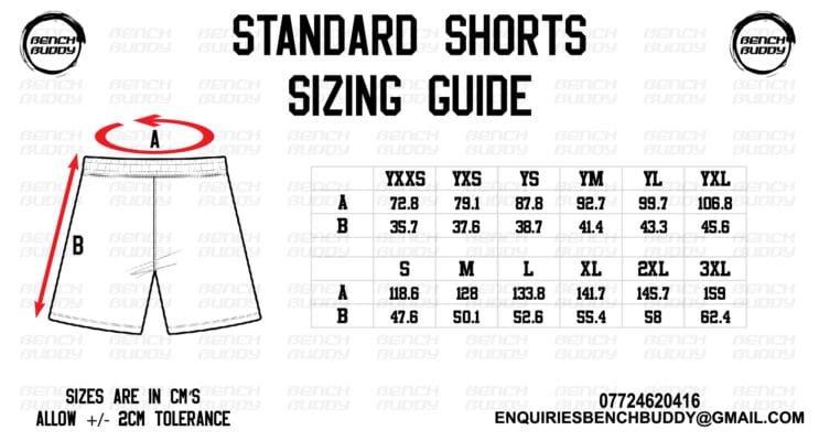 STANDARD SHORTS SIZE GUIDE