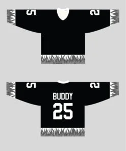 Custom Black and Grey Fire Jersey