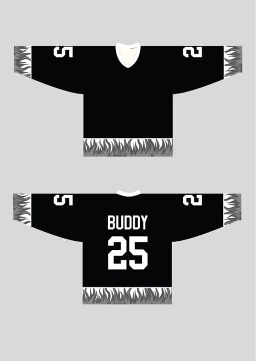 Custom Black and Grey Fire Jersey